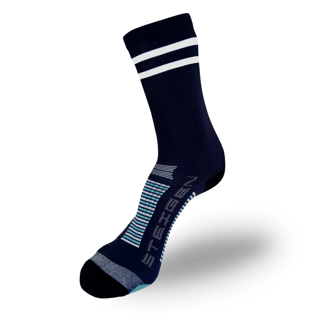 2 Stripe Navy Running Socks ¾ Length