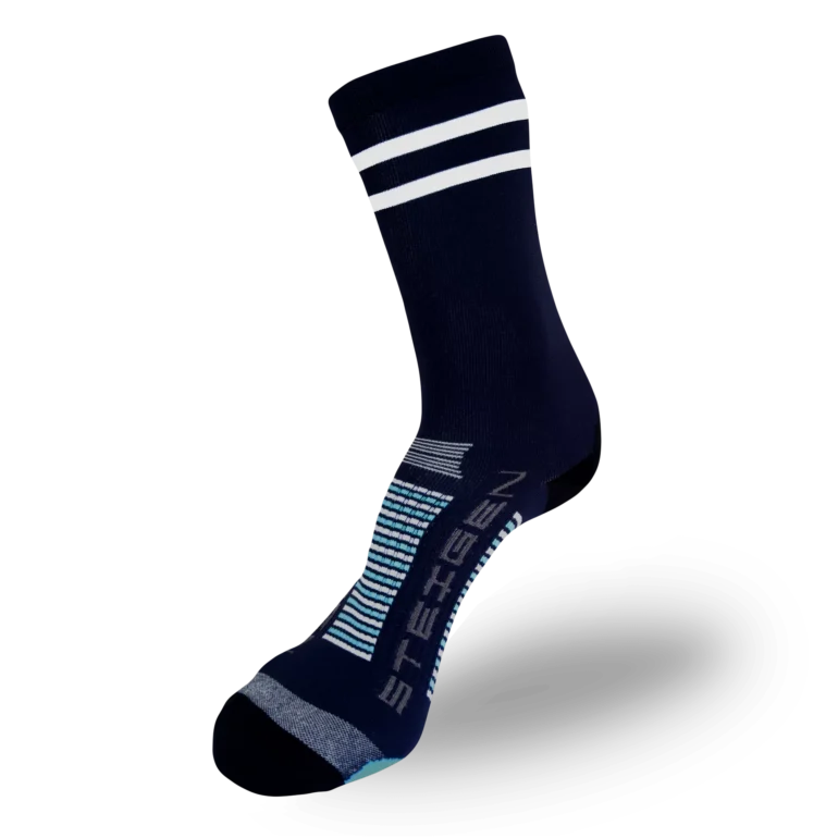 2 Stripe Navy Running Socks ¾ Length